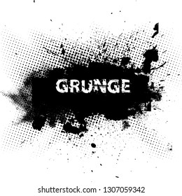 Ink Splash Background . Black Paint Splattered Shape . Grunge texture vector. Distress banner