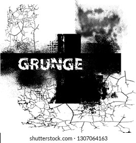 Ink Splash Background . Black Paint Splattered Shape . Grunge texture vector. Distress banner