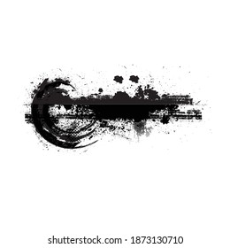 Ink Splash Background . Black Paint Splattered Shape . Grunge Background Texture . Vector 