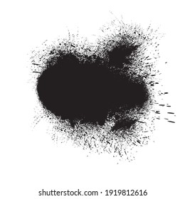 Ink Splash Background . Black Paint Splattered Shape . Vector