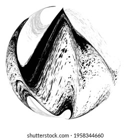 Ink Splash Background . Black Paint Splattered Shape . Vector textured sphere