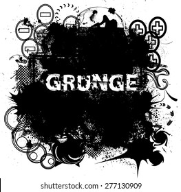 Ink Splash Background. Black Paint Splattered Shape. 