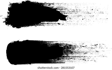 Ink Splash Background . Black Paint Splattered Shape . Brush Stroke .