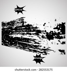 Ink Splash Background . Black Paint Splattered Shape . Brush Stroke .