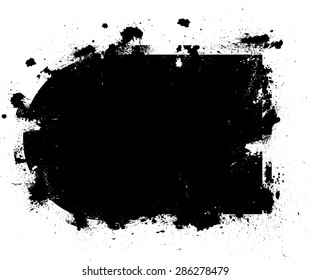 Ink Splash Background . Black Paint Splattered Shape . 