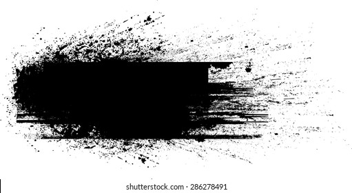 Ink Splash Background . Black Paint Splattered Shape . 