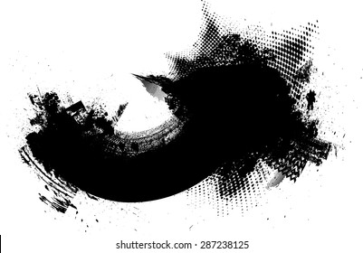 Ink Splash Background . Black Paint Splattered Shape . Grunge Texture . Vector 