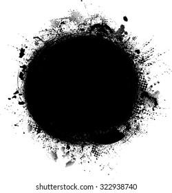 Ink Splash Background . Black Paint Splattered Shape . Grunge 