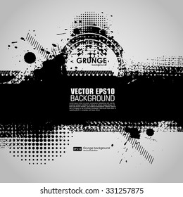 Fondo de salpicadura de tinta. Forma salpicada de pintura negra. Grunge Textura de fondo. Fondo del estrés vectorial. Pancarta rota. Textura de angustia. Grunge Textura. Brote de pincel. Imprimir para camisetas