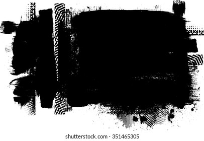 Ink Splash Background . Black Paint Splattered Shape . Grunge Texture . Vector 