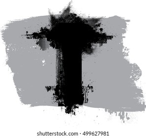 Ink Splash Background . Black Paint Splattered Shape . 