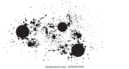 Fondo de salpicadura de tinta. Salpicadura de tinta aislada sobre fondo blanco. gotas negras. Fondo de Grunge. Textura de tinta salpicada. Textura de angustia.