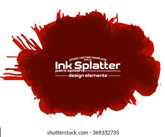 Ink splash background, red grunge vector design template