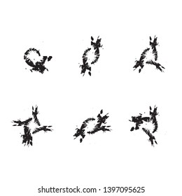 Ink Splash Background . Rounded Black Paint Splattered Shape . circle stamp collection . Grunge texture vector