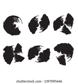 Ink Splash Background . Rounded Black Paint Splattered Shape . circle stamp collection . Grunge texture vector