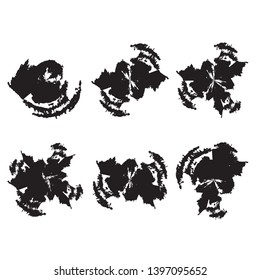 Ink Splash Background . Rounded Black Paint Splattered Shape . circle stamp collection . Grunge texture vector