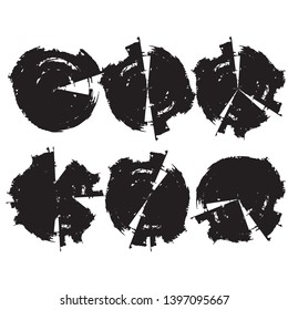 Ink Splash Background . Rounded Black Paint Splattered Shape . circle stamp collection . Grunge texture vector