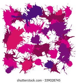 Ink splash blotch, grunge background, spot of paint with drops 