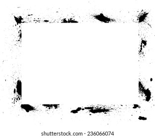 Ink Splash Border Frame . Distressed Rectangle Shape . Vector Illustration .