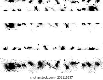 Ink Splash Borders . Distress Brush Strokes . Grunge Vector Illustration . 