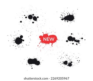 Ink splash collection.Set of black ink blots.