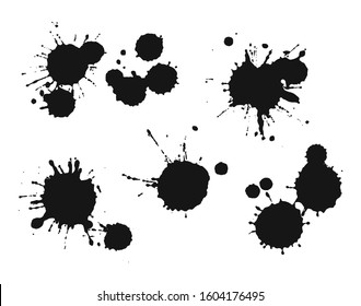 Ink splash collection.Set of black splashes.