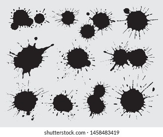 Ink splash collection.Set of ink blots.