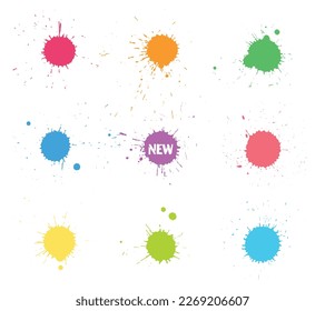 Ink splash collection.Set of color ink blots.