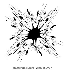 Diseño de salpicadura de tinta. salpicadura de tinta negra. Vector de salpicadura de tinta negra. ilustración de salpicadura de tinta negra sobre fondo blanco