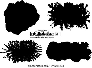  Ink splash design elements set. Isolated vector template
