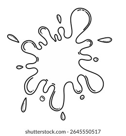 Ink splash doodle vector illustration. Hand drawn paint splash outline art