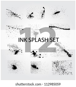 ink splash drop set black color isolated