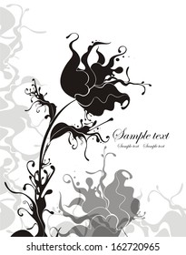 Ink splash flower - vector background