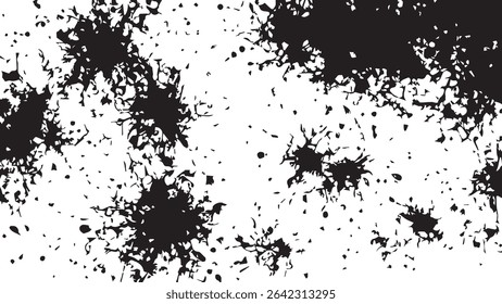 Ink splash isolated on white background. Black drop ink splatter. Black Ink splash texture background. 
