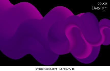 Ink Splash. Liquid Color. Fluid Shape. Abstract Flow. Vibrant Color. Trendy Poster. Colorful Gradient. Ink In Water. Purple Paint Colors. 3d Flow Wave. Fluid Colors. Liquid Shape. Vector Illustration.