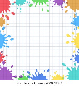 Ink splash on notebook page - vector frame