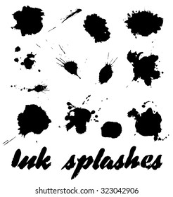 Ink splashes black and white collection for creative design