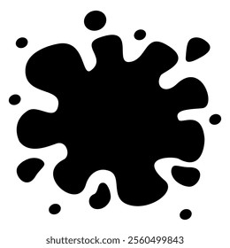 Ink splashes and drops, liquid water drops, vector illustrations
