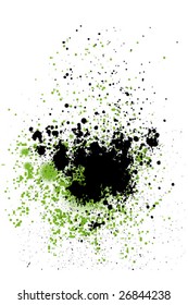 Ink splashes with halftone effect.