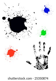 Ink splashes and hand print