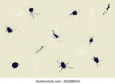Ink splashes on paper. Seamless vector texture.