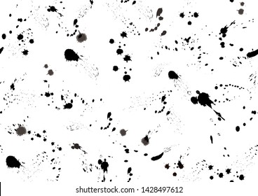 Ink splashes seamless pattern. Abstract texture black and white.-vector
