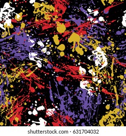 Ink Splashes Seamless Pattern. Abstract Background in Grunge Style. Colored Spray  Vector Texture.