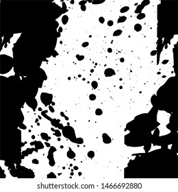 Ink splashes seamless pattern. Black and white spray texture