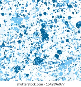 Ink splashes seamless pattern. Black and white spray texture