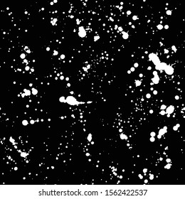 Ink splashes seamless pattern. Black and white spray texture