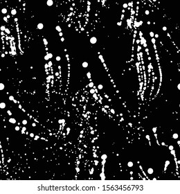 Ink splashes seamless pattern. Black and white spray texture