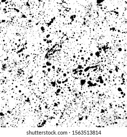 Ink splashes seamless pattern. Black and white spray texture