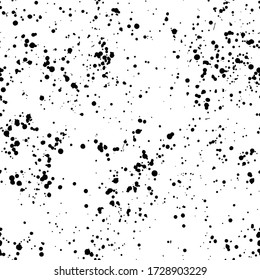Ink splashes seamless pattern. Black and white spray texture