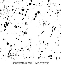 Ink splashes seamless pattern. Black and white spray texture